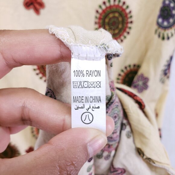 Fanda Beige Colorful Floral Print Relaxed Boho  Moo Moo Dress XL - Picture 5 of 14